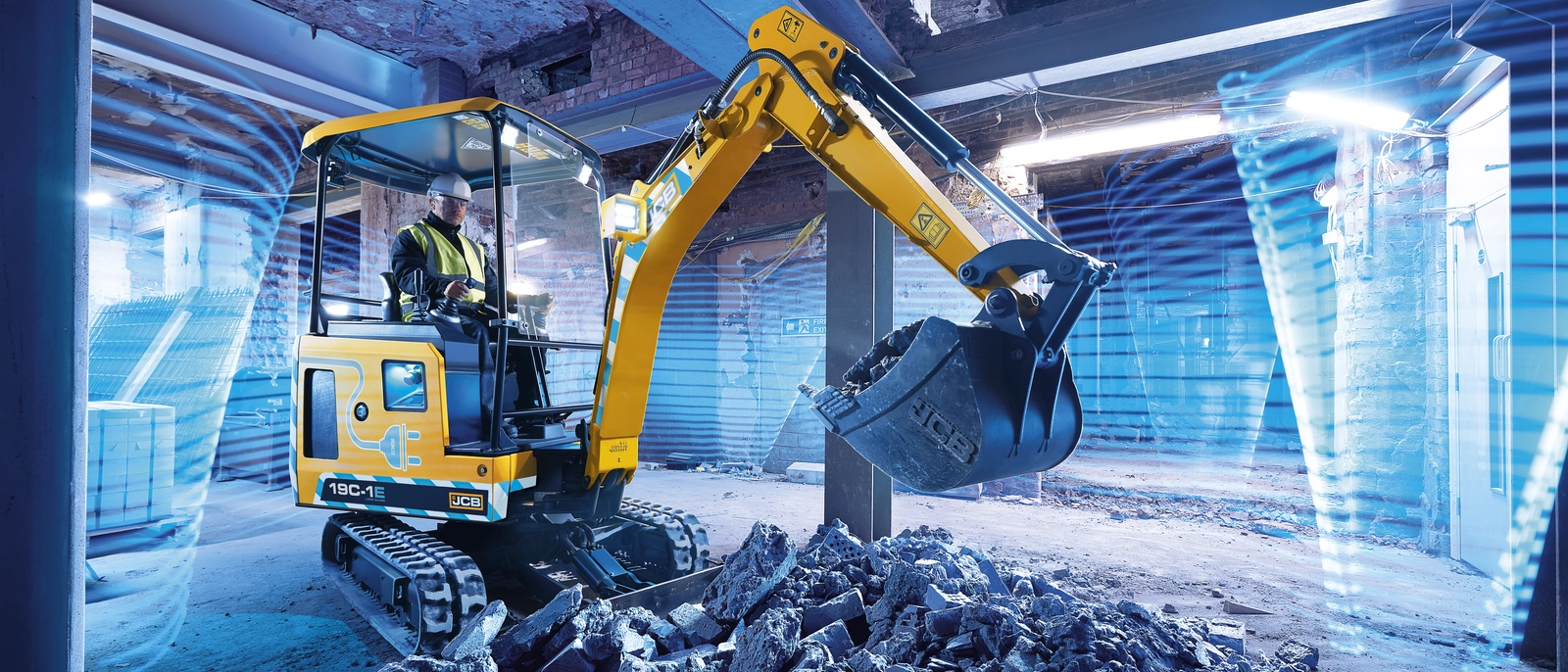 19C-1E Electric Mini Excavator Blue 3x2