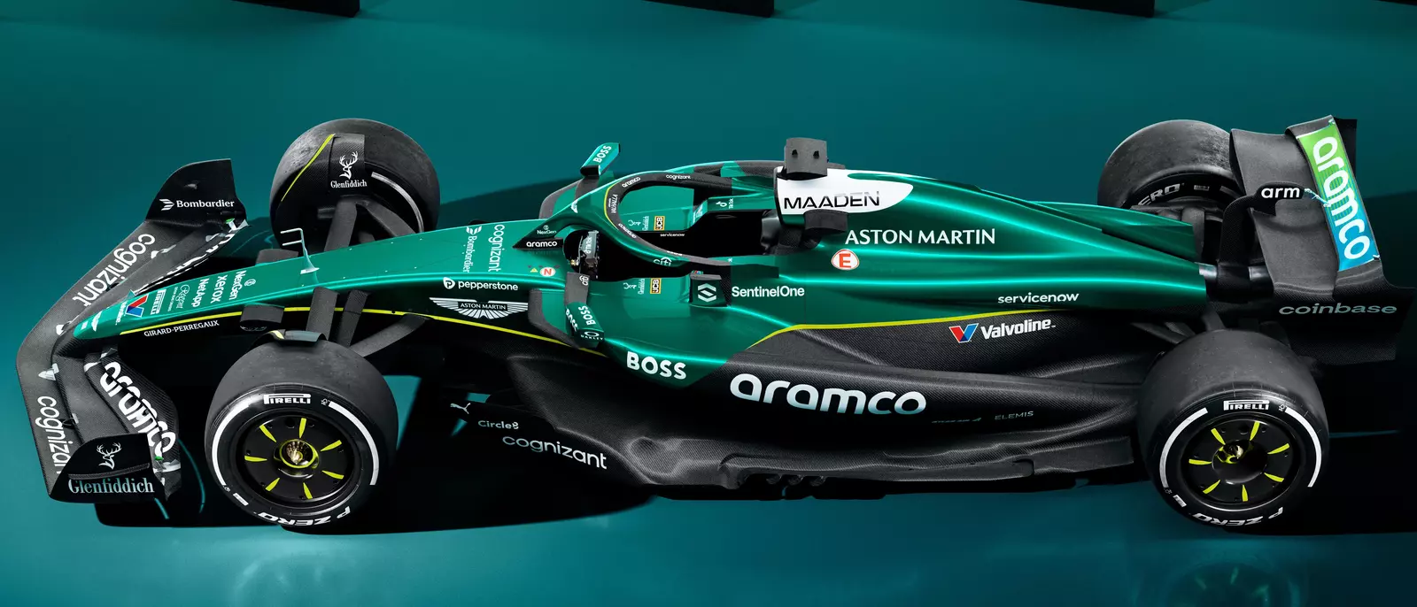4:3 side view Aston Martin Aramco Formula One 2025 Car