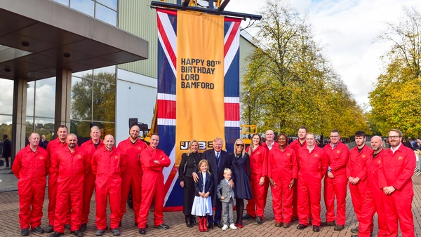 Lord Bamford joins the JCB Demonstration team with his family