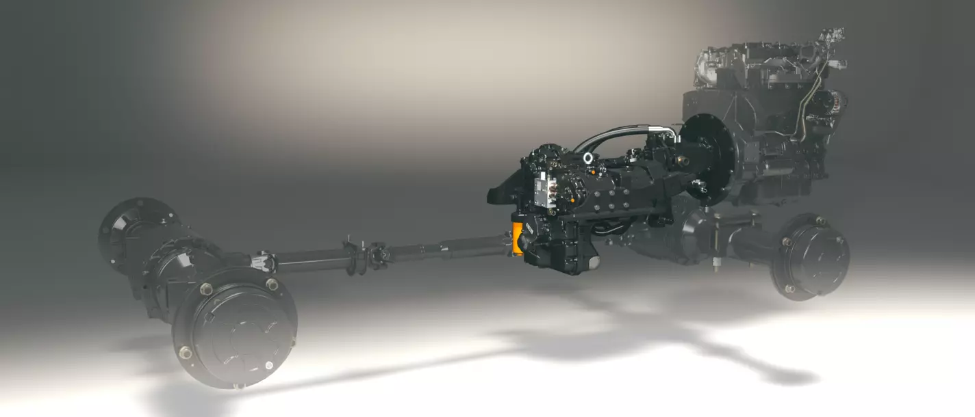 TM280S Telescopic Wheel Loader Stage V Highlighted transmission CGI