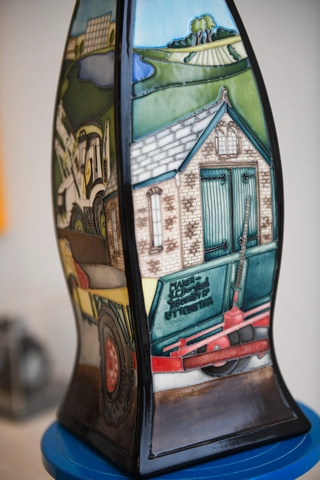 Moorcroft 80th Anniversary Vase close-up