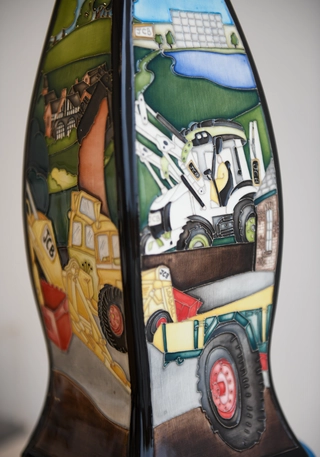 Moorcroft Pottery Vase for 80th Anniversary close-up
