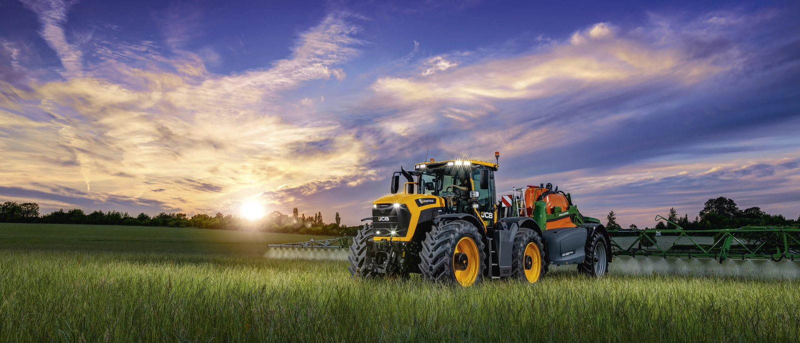 Fastrac 6000 Series 6300 Spraying at sunset application