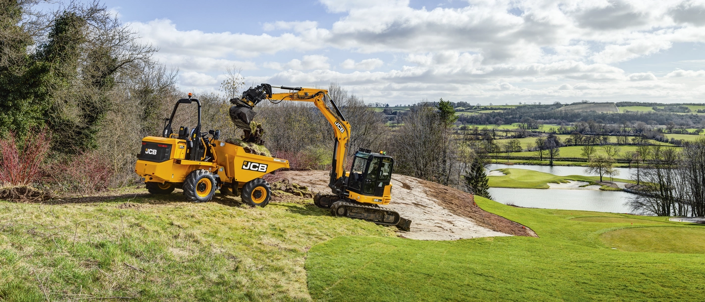 6T Site Dumper Front Tip working with excavator