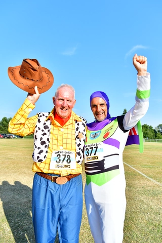 Fancy dress runners Charles and Jason Bevan