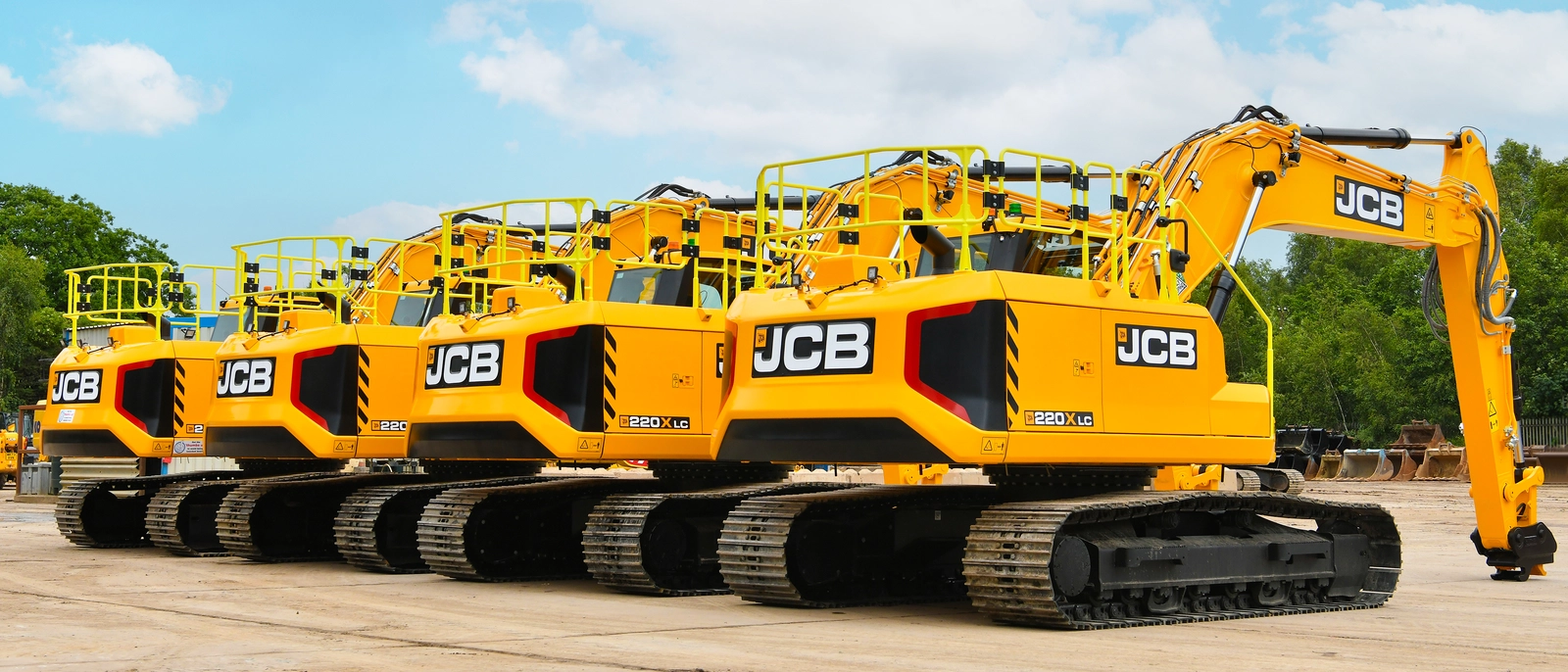 Ridgway Rentals Tracked Excavators all lined up 2